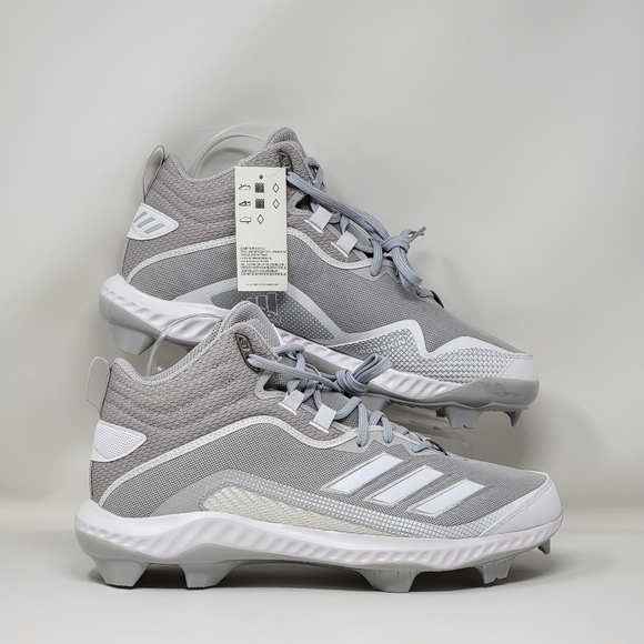 Adidas Icon 6 Bounce Mid TPU Baseball Cleats Gray Men’s Size Multi FV6198 New